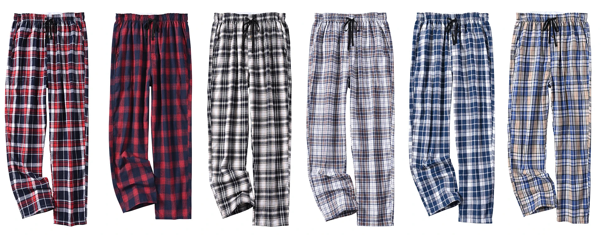 3Pcs Men’s 100% Cotton Plaid Pajama Pants