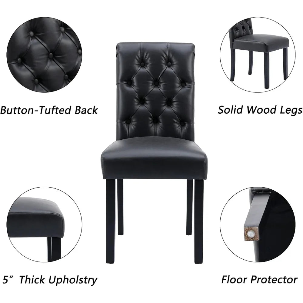 Set of 4 PU Leather Upholstered Dining Chairs