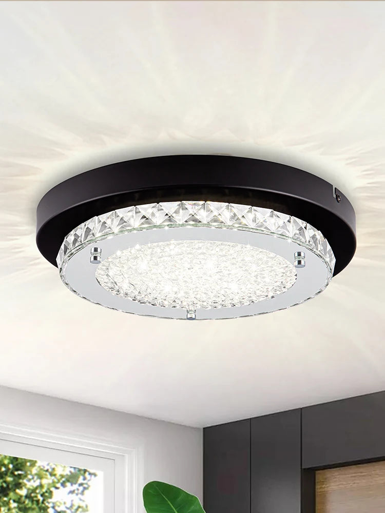Black Flush Mount Ceiling Light Fixture - Crystal LED Lighting