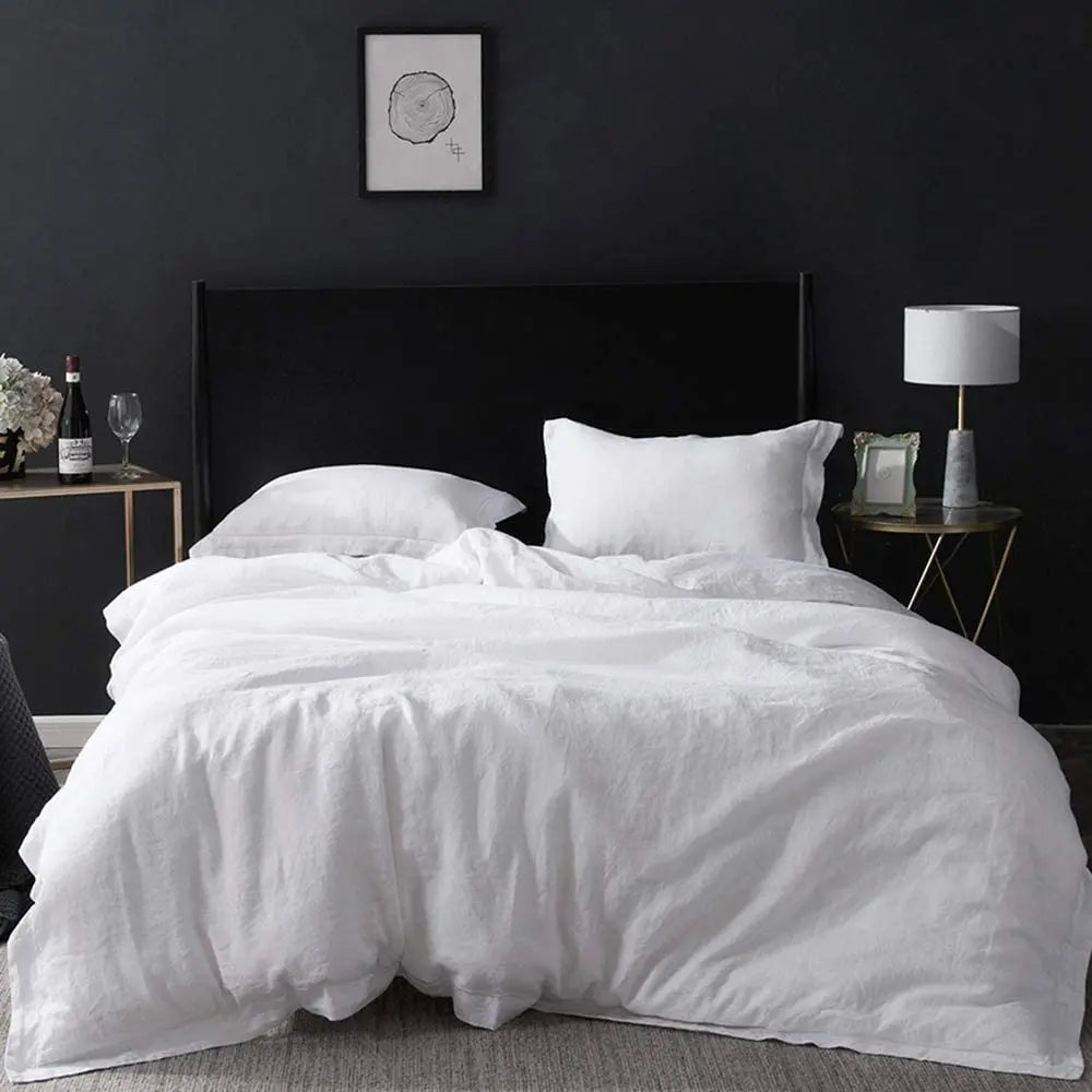 3 Pcs 100% Linen Bedding Set – Queen & King Size Duvet Cover