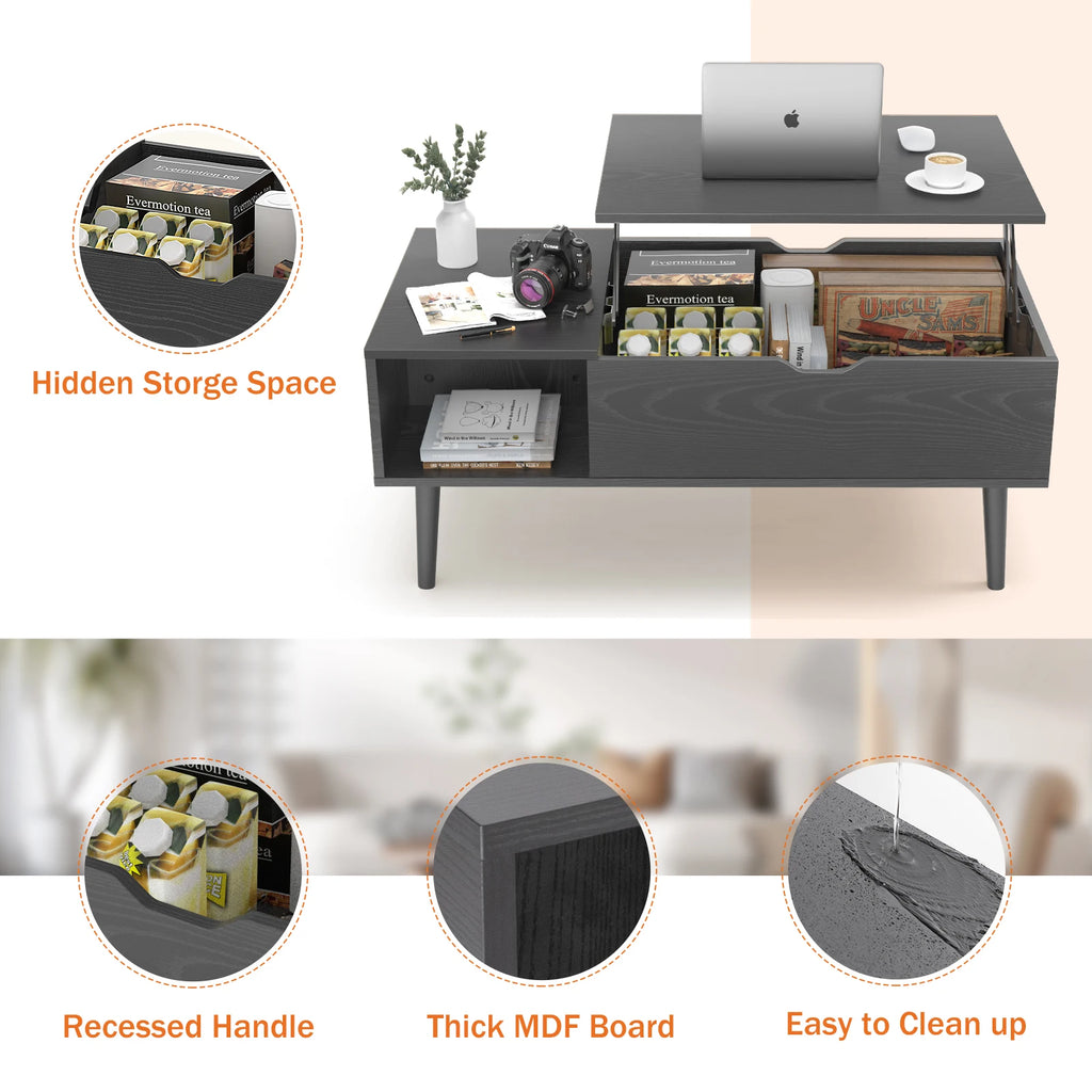 Lift-Top Coffee Table with Adjustable Storage