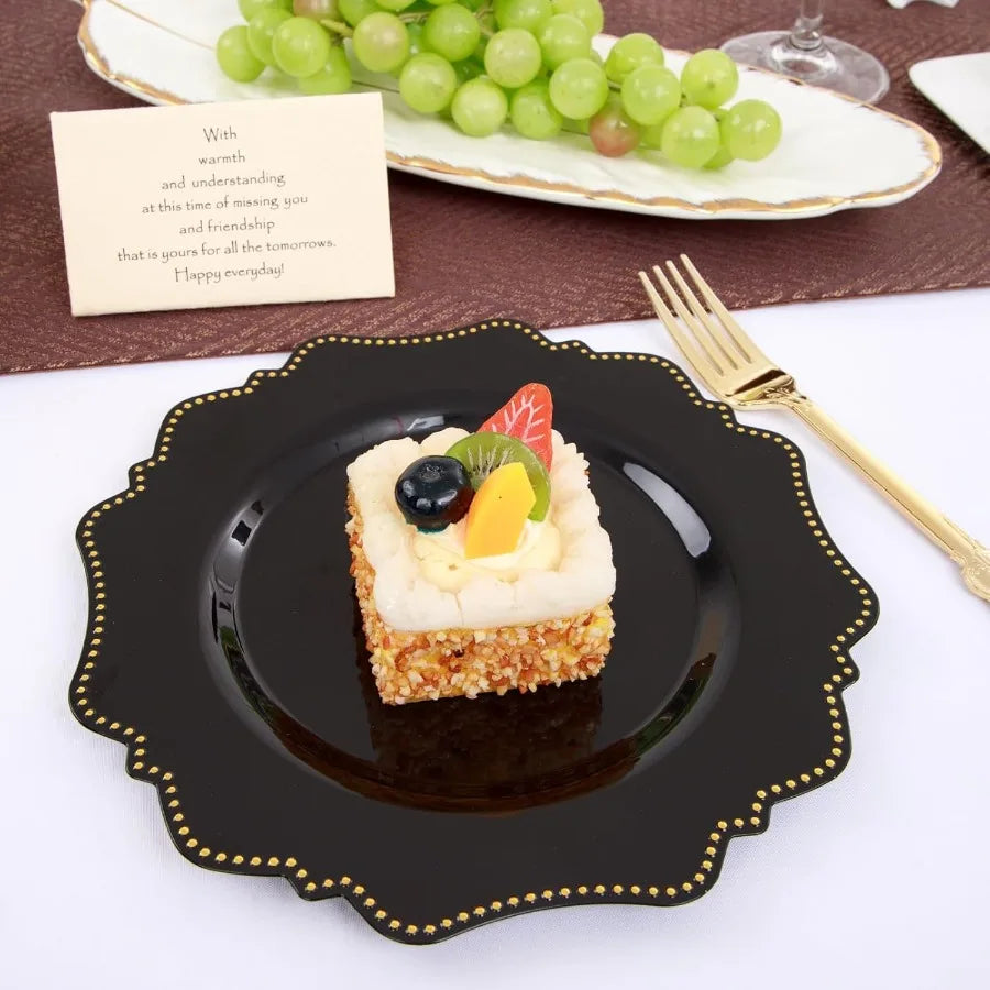 175-Piece Black Dinnerware Set with Disposable Silverware for 25 Guests