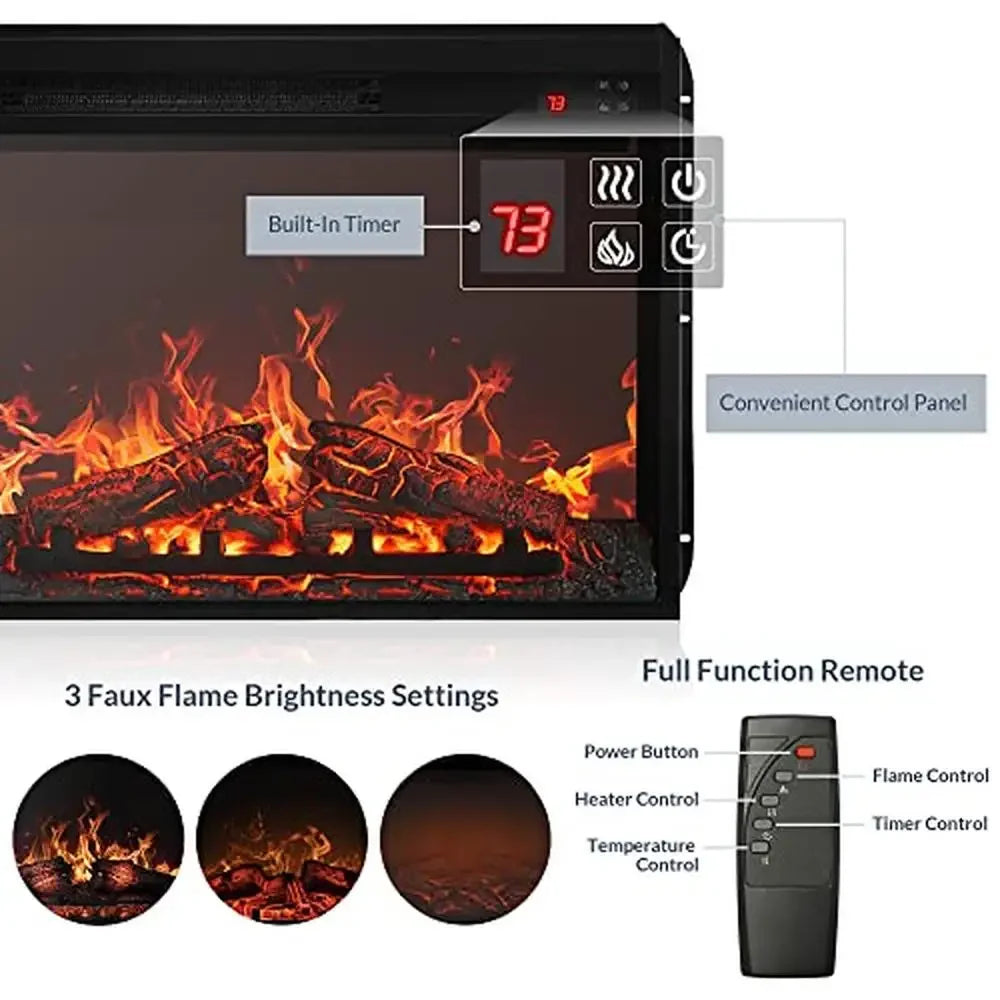 Wood Farmhouse Design Electric Fireplace Console, Holds TVs up to 65"