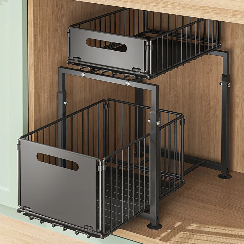 2-Tier Slide-Out Cabinet Organizer – Heavy Duty