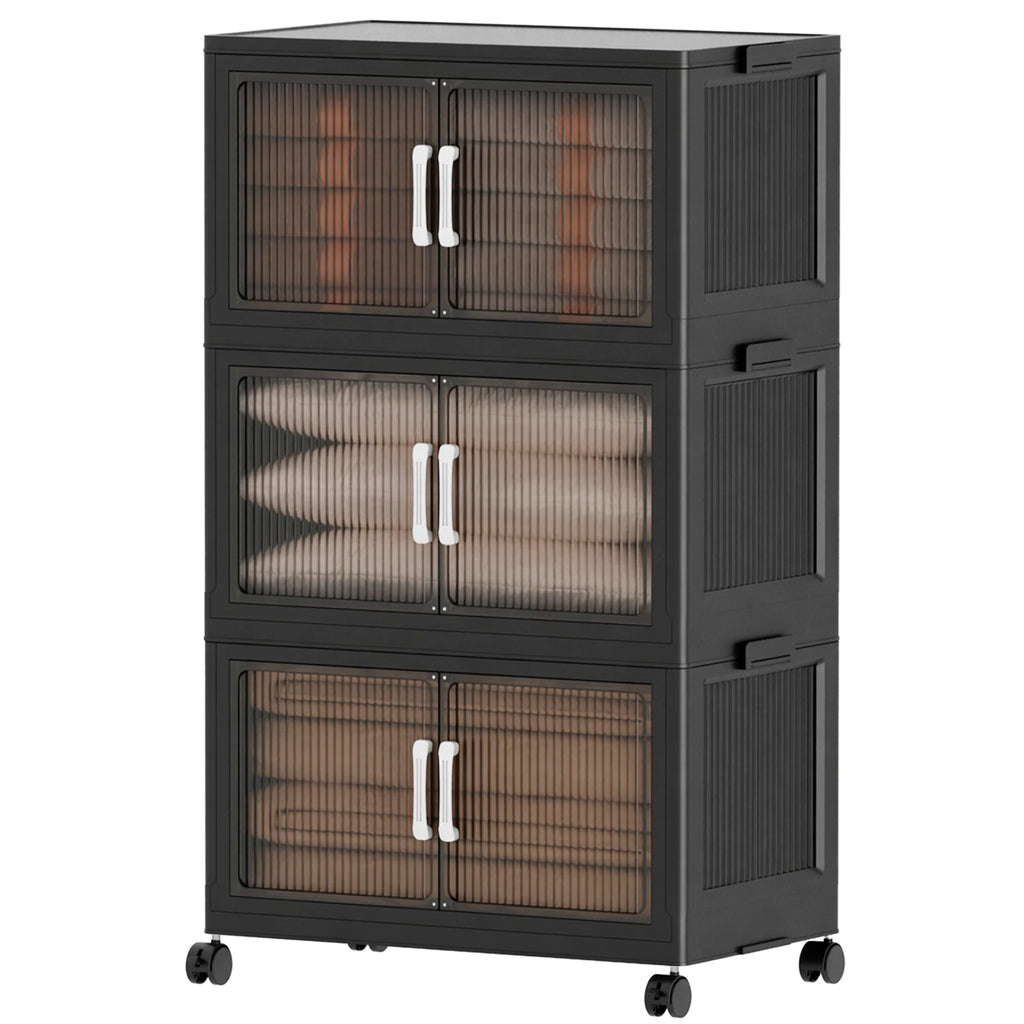 5-Tier Foldable Plastic Storage Cabinet with Wheels