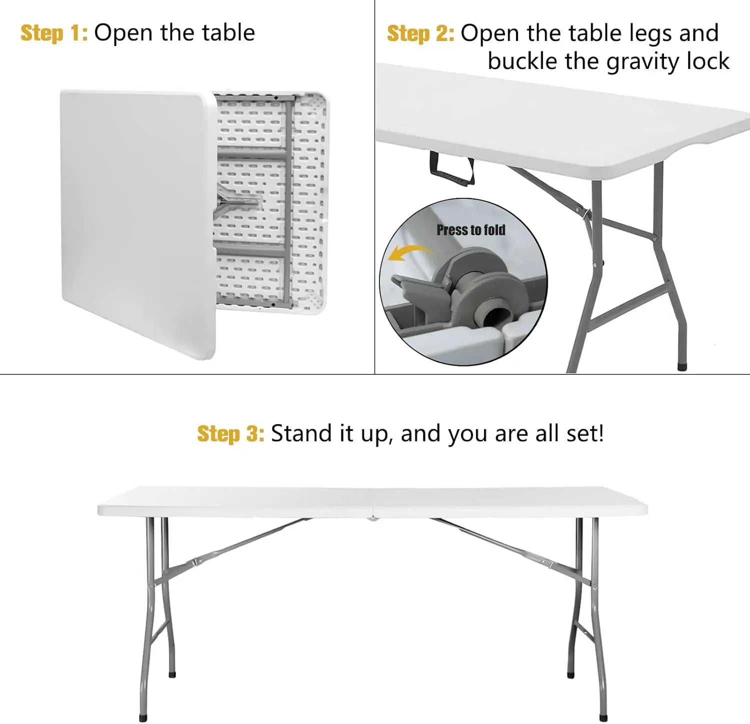 6 FT Folding Table – Heavy Duty Portable Table