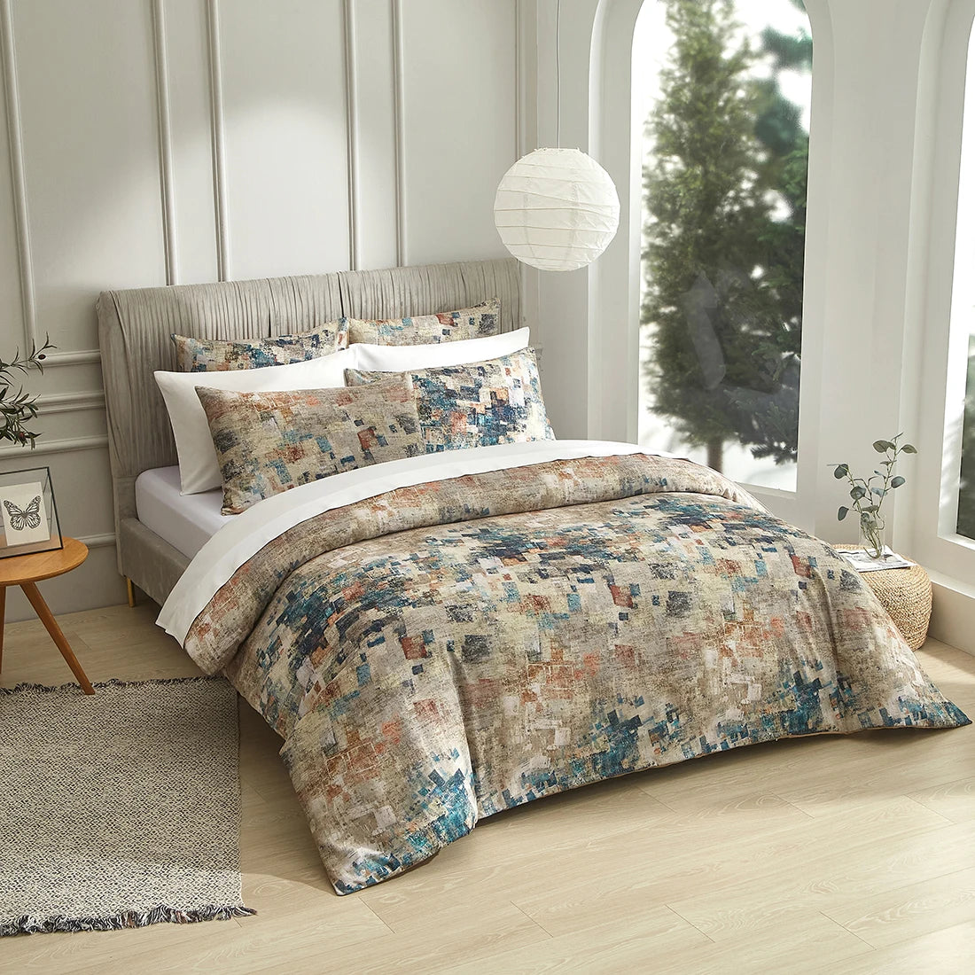 Blue Bohemian Country Floral Patchwork Quilt Bedding Set