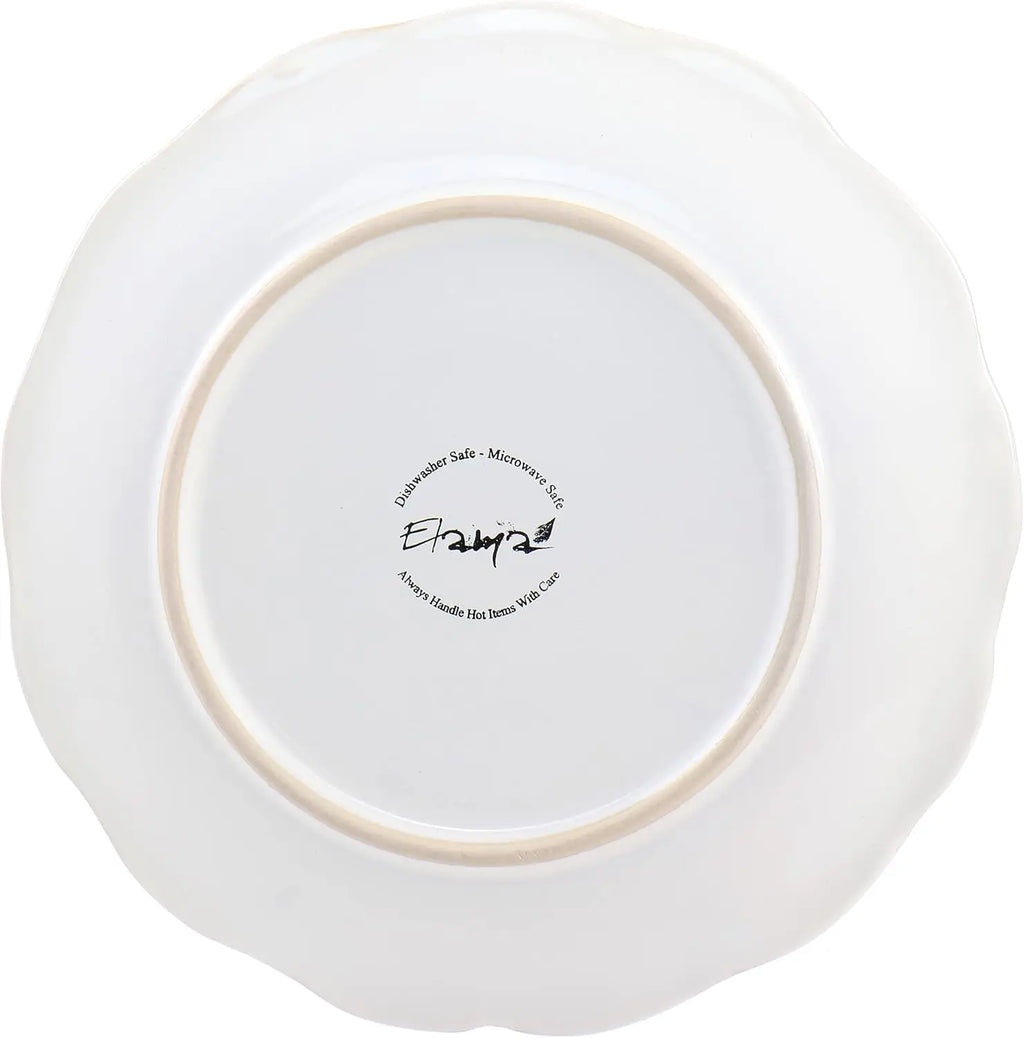 Countess 16-Piece Embossed Double Bowl Stoneware Dinnerware Set in Ivory