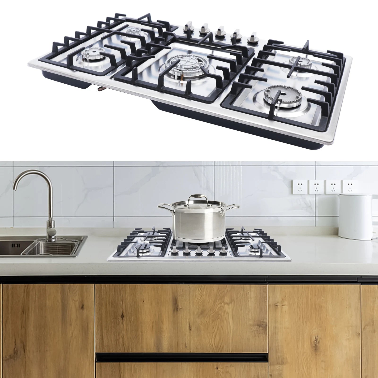 Dining Table with Built-In Gas Cooktop – 4/5 Burners