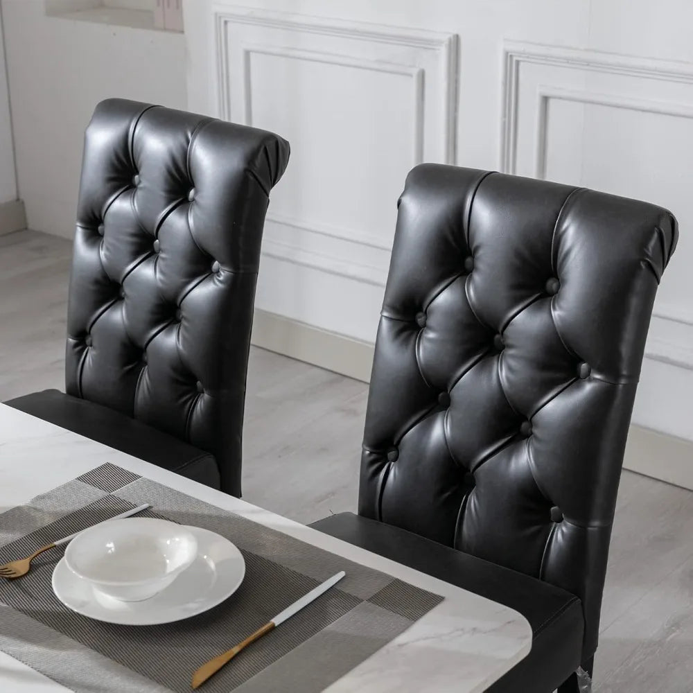 Set of 4 PU Leather Upholstered Dining Chairs