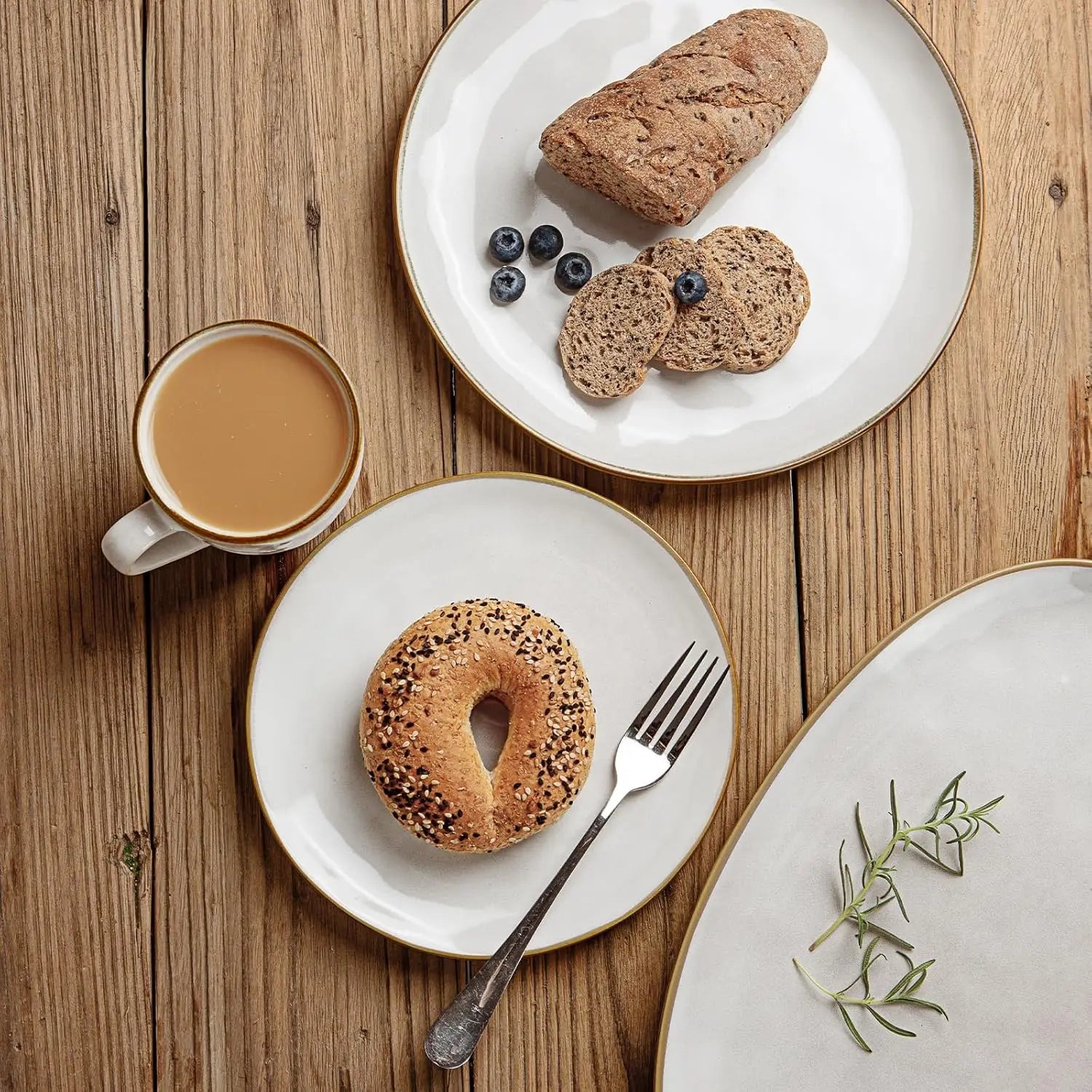 Ocean Round Plates and Bowls 15-Piece Dinnerware Set – Cappuccino White