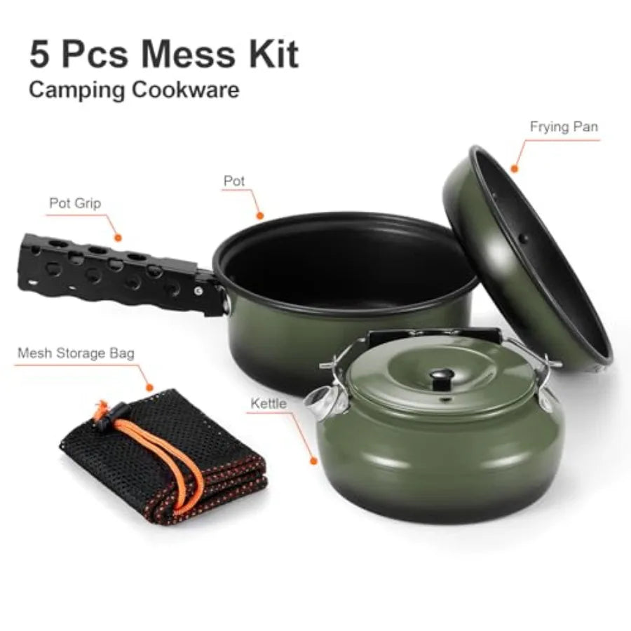 5PCS Non-Stick Camping Pot and Pan Set