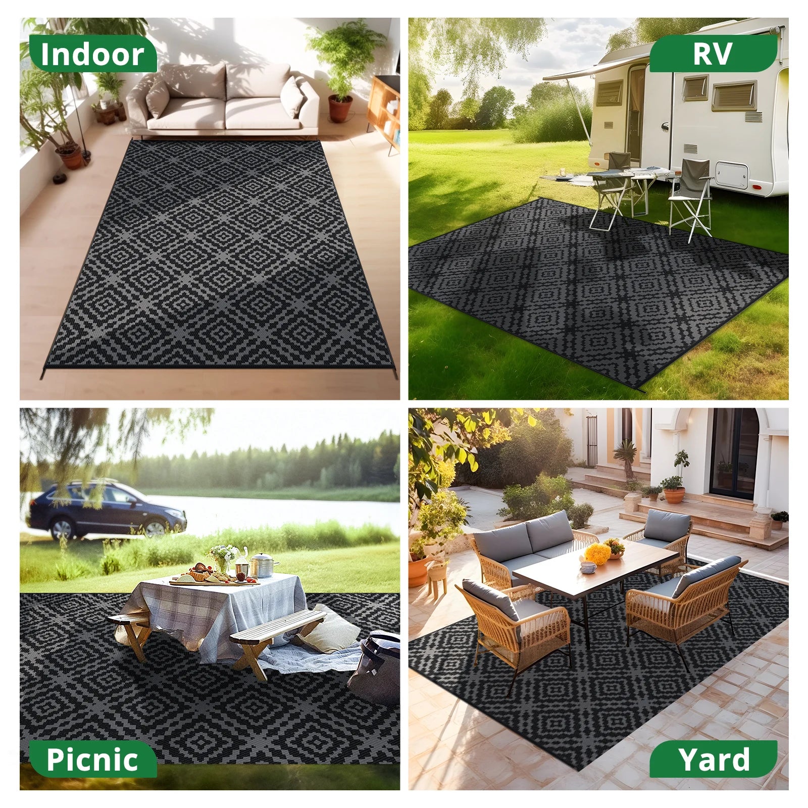 Outdoor Camping Rug 6x9FT – Waterproof, Reversible, and Built to Last