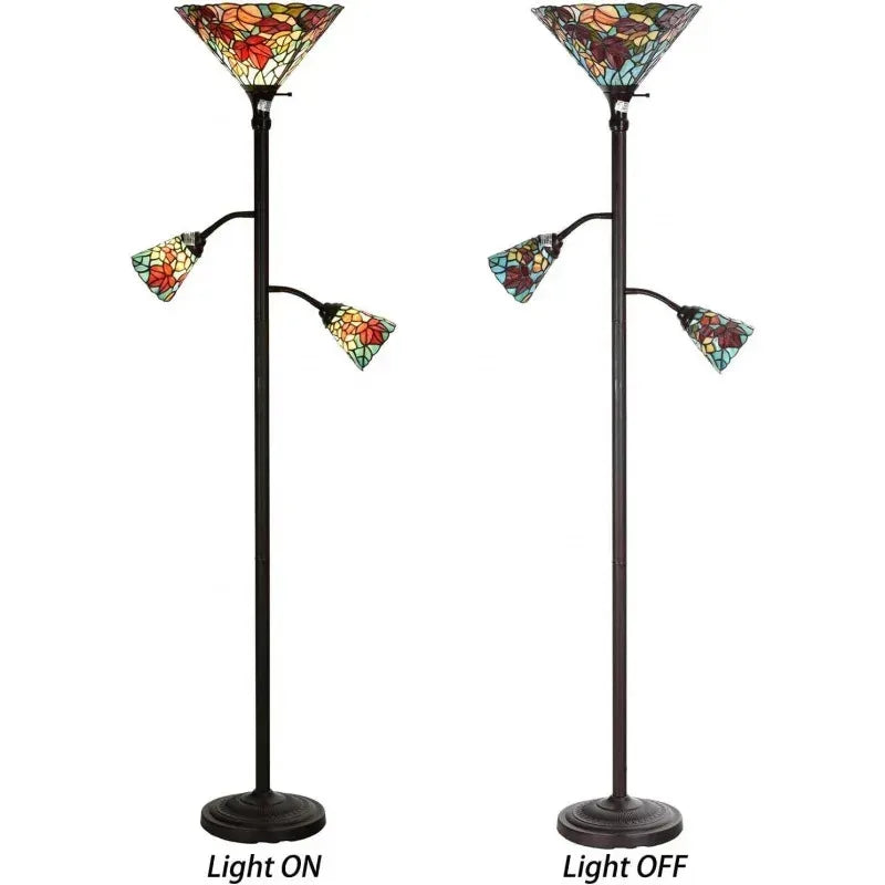 Maple Tree Leaves Tiffany Style Stained Glass Floor Lamp