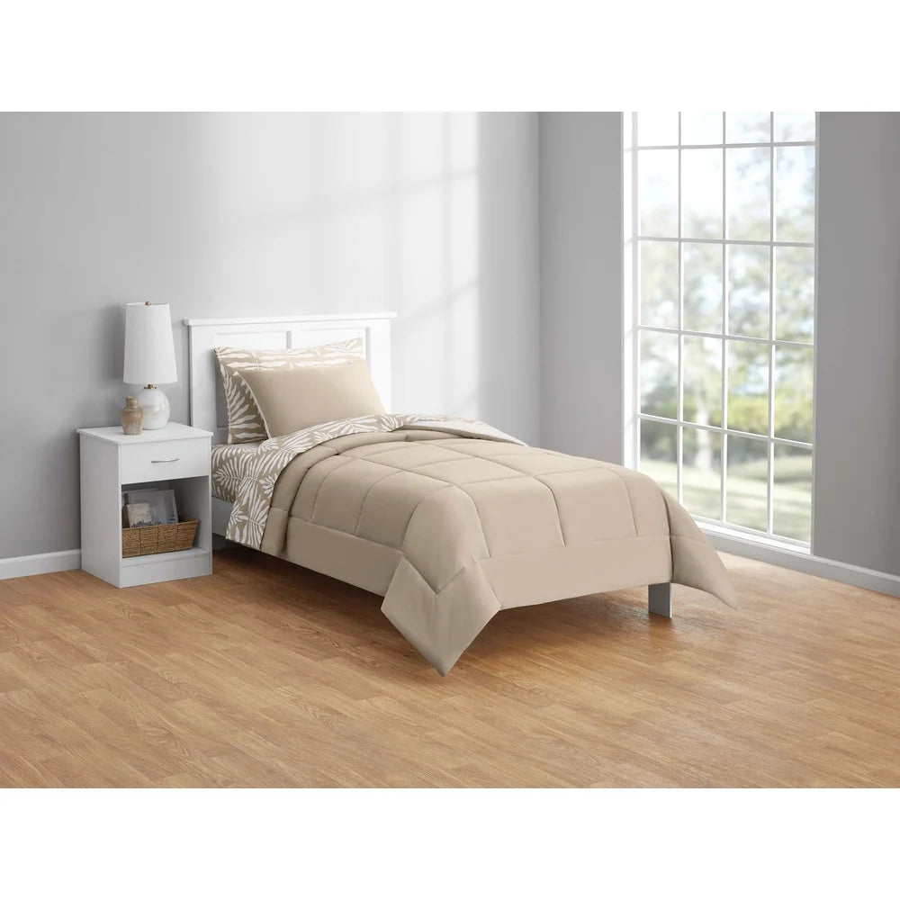 5 Piece Reversible Comforter Set, Twin XL, Machine Washable