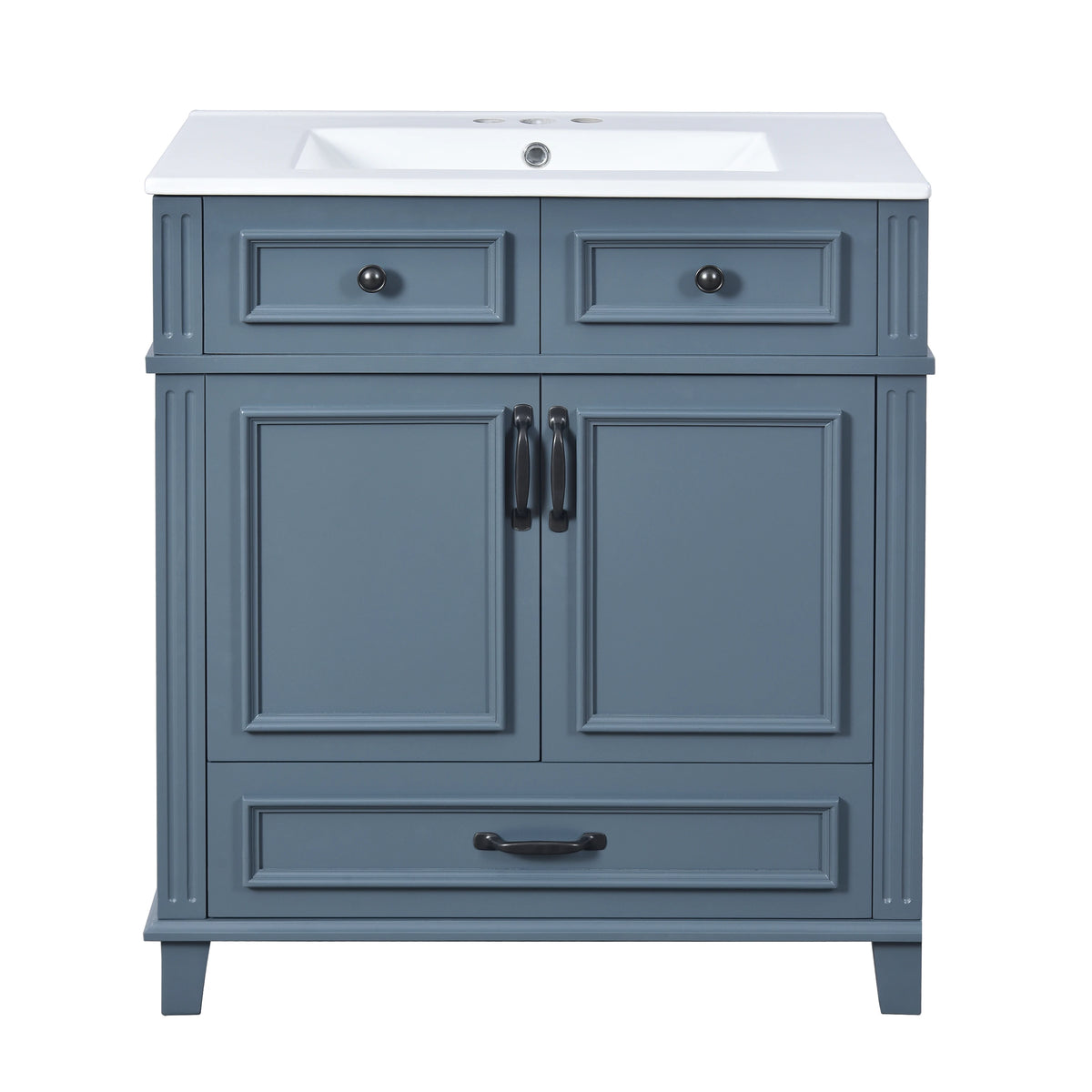 30" Solid Wood Bathroom Vanity with Ceramic Sink