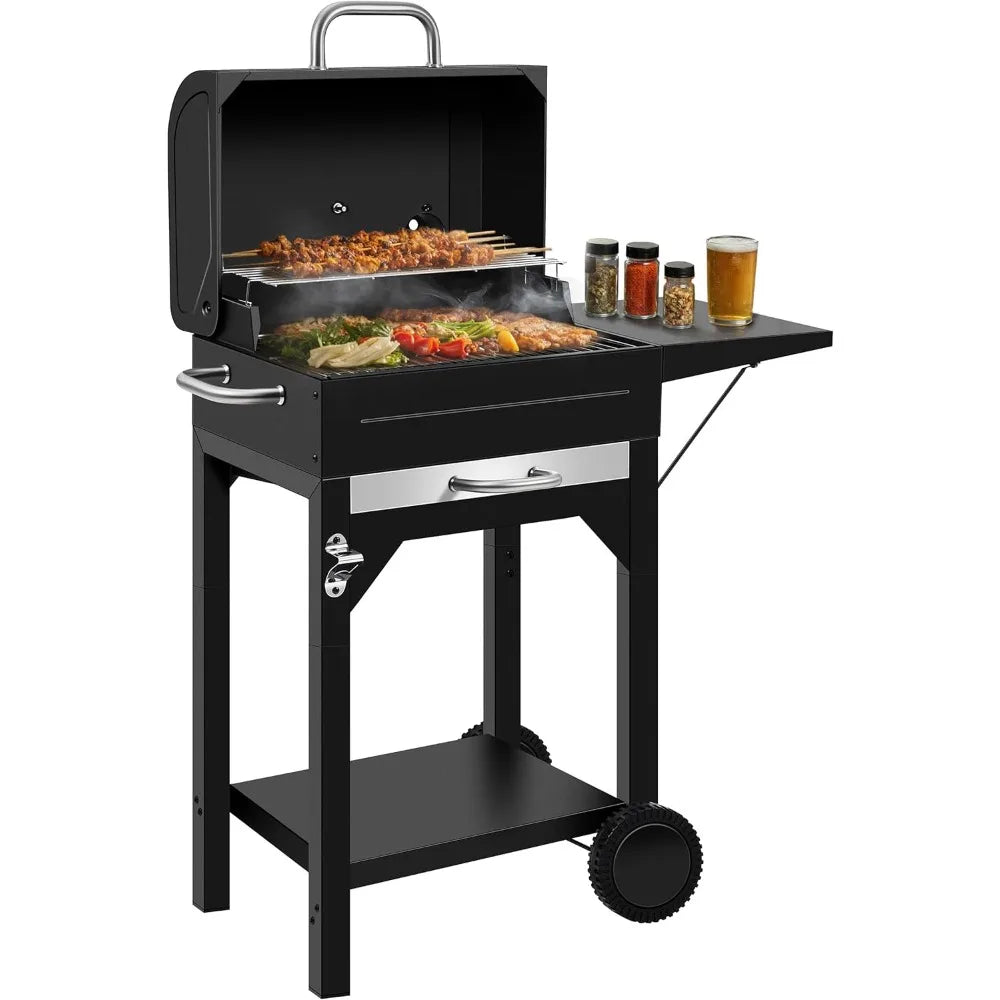 Sturdy Outdoor BBQ Grill with Offset Firebox – Heavy Duty Charcoal Smoker Combo