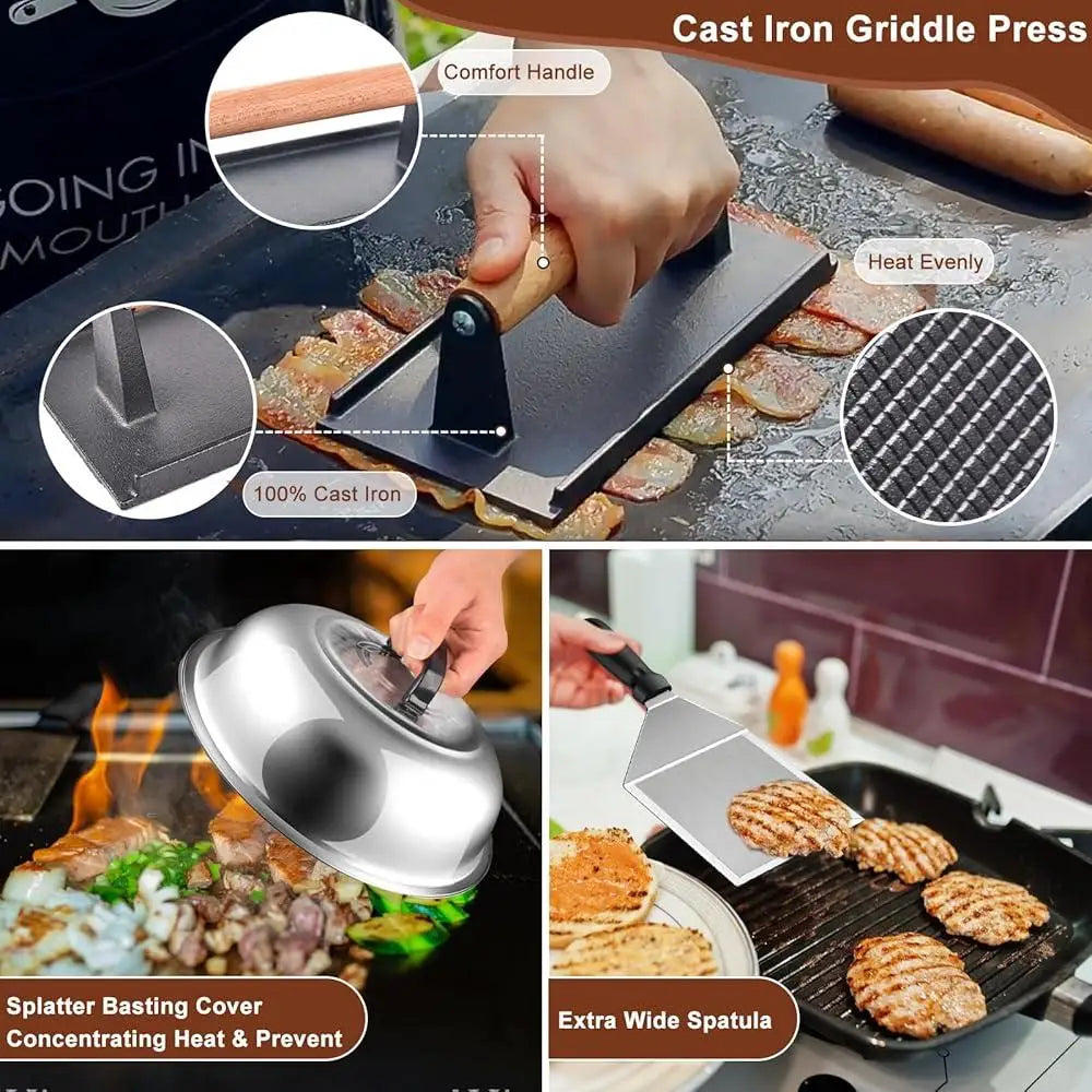 27-Piece Griddle Accessories Set – Stainless Steel Flat Top Grill Kit