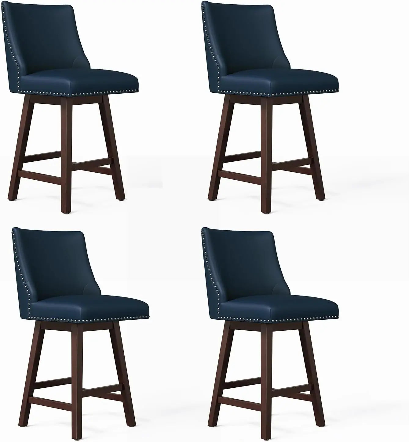 Set of 4 – 26" Modern Swivel Bar Stools with Upholstered Backs