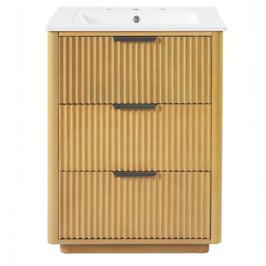 24" Modern Luxury Bathroom Vanity with Ceramic Sink