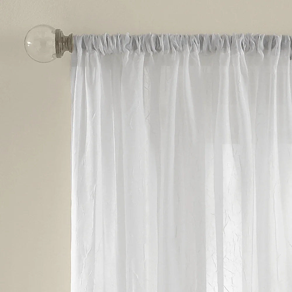 Crushed Voile Sheer Curtain Panel – White, 51"W x 108"L