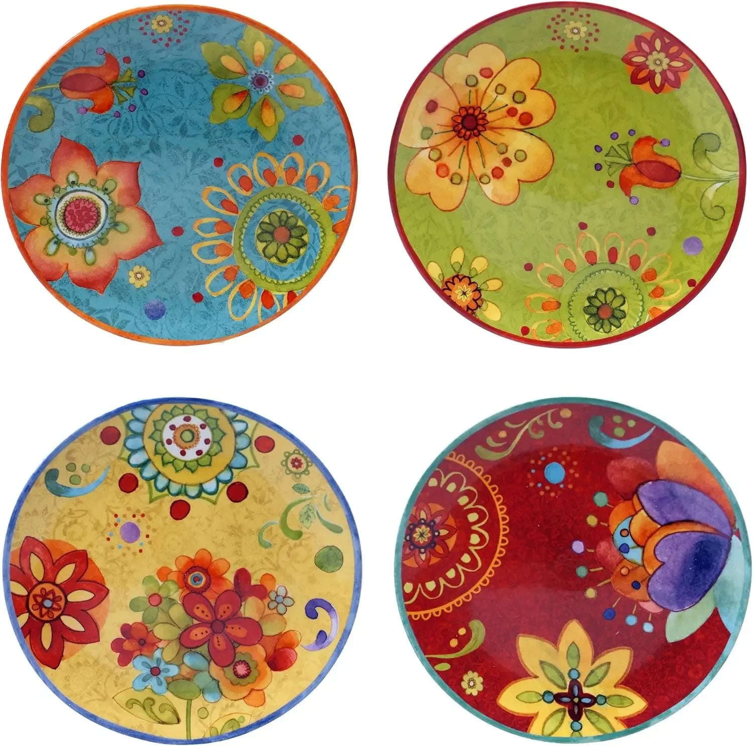 Tunisian Sunset Ceramic Salad & Dessert Plates – Set of 4