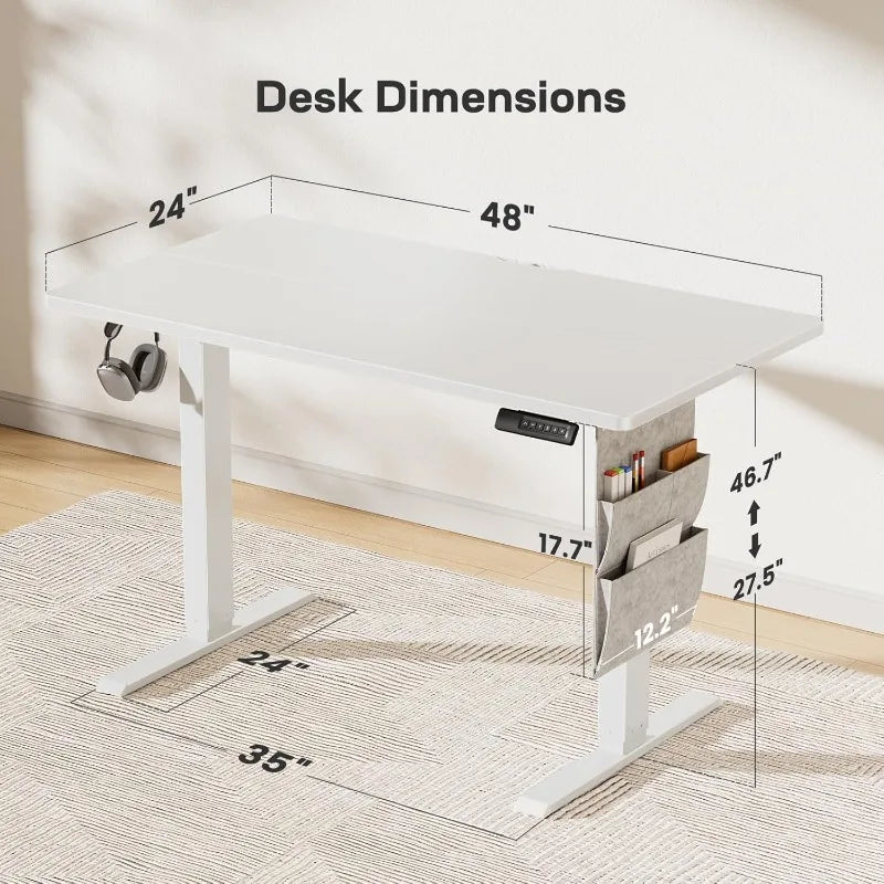 Adjustable Electric Standing Desk, ‎48x24 with Storage Bag