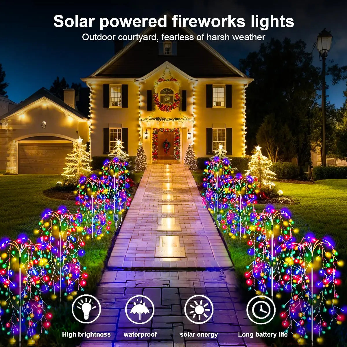 4Pack 680LED Solar Firecracker Fireworks Lights