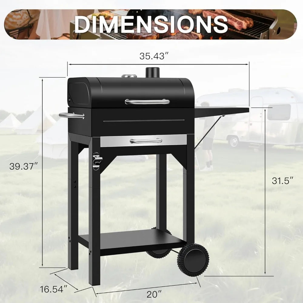Sturdy Outdoor BBQ Grill with Offset Firebox – Heavy Duty Charcoal Smoker Combo
