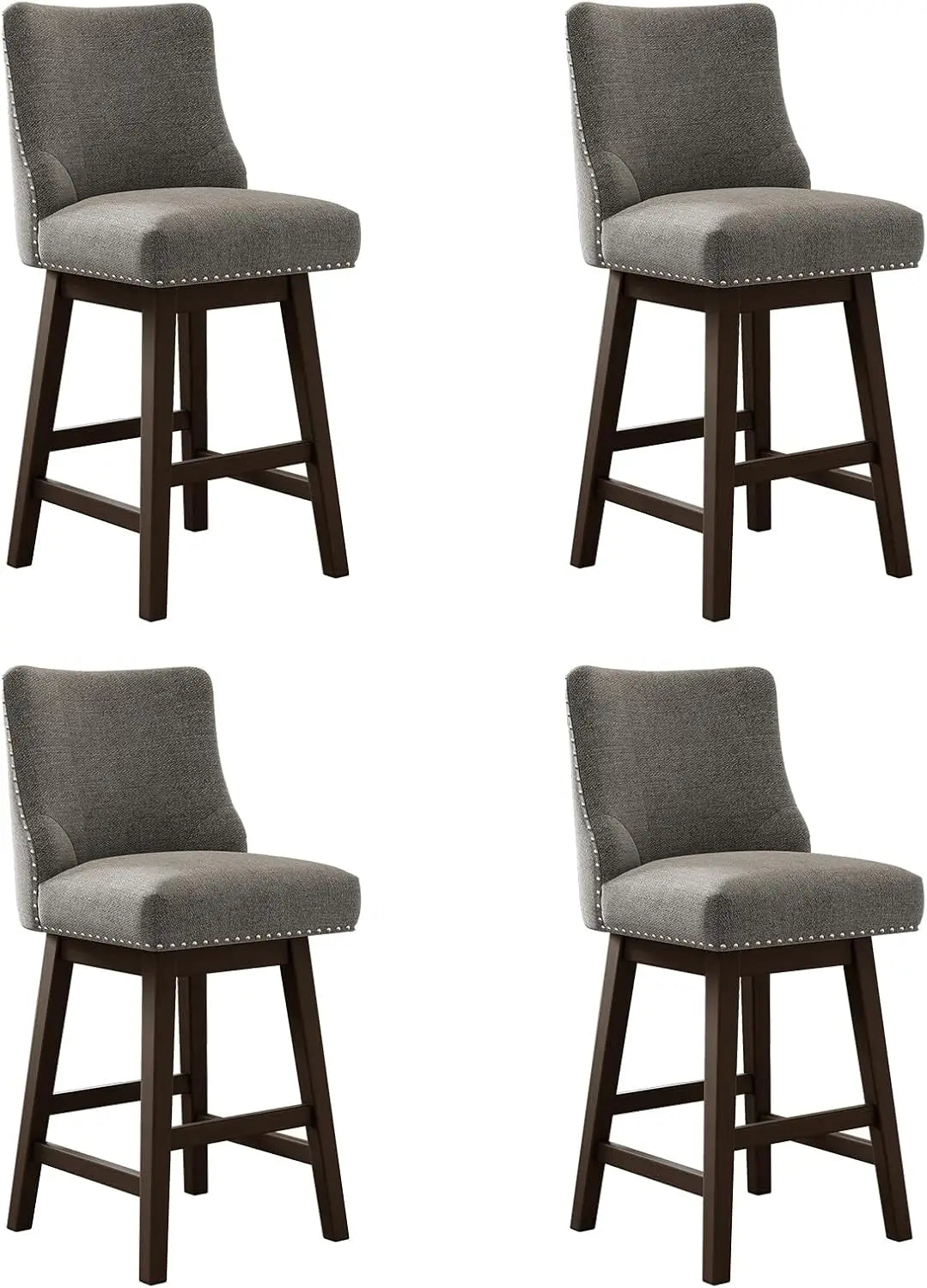 Set of 4 – 26" Modern Swivel Bar Stools with Upholstered Backs