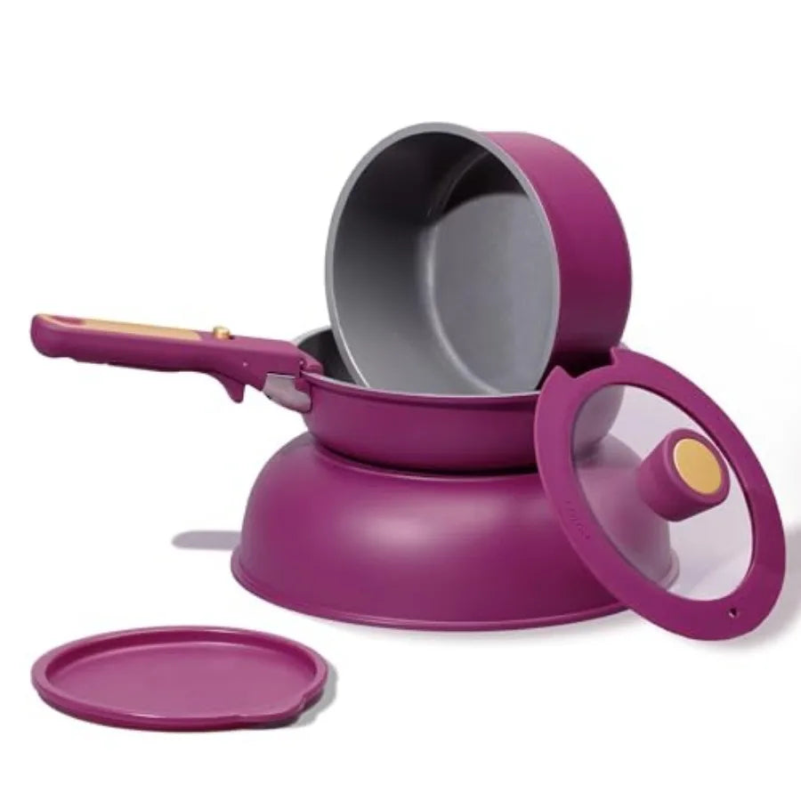 Ceramic Pots and Pans Set with Detachable Handle