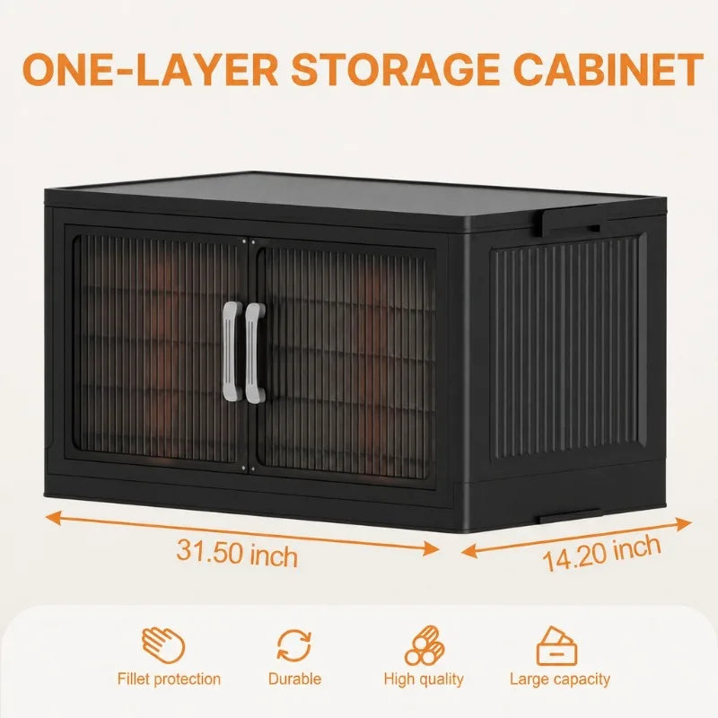 5-Tier Foldable Plastic Storage Cabinet with Wheels