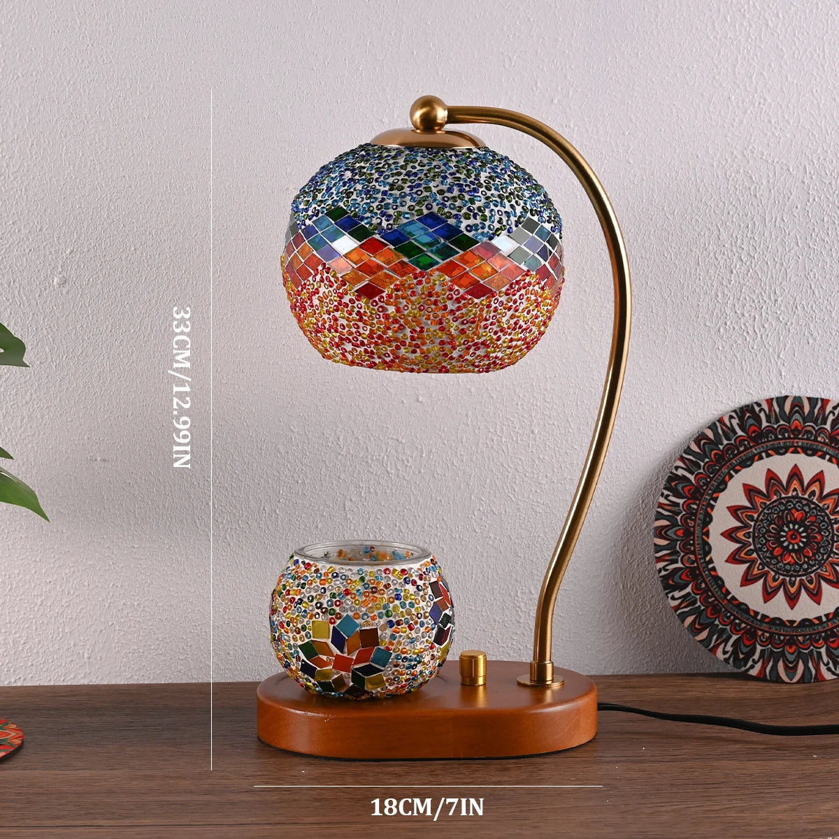 Bohemian Style Hand-Colored Glass Bedside Lamp - 3 Colors