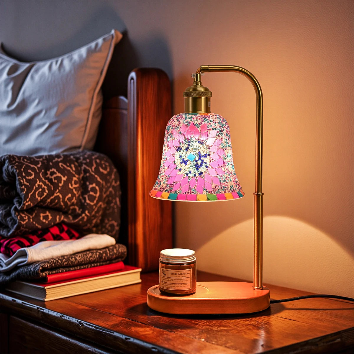 Bohemian Style Hand-Colored Glass Bedside Lamp – 3 Colors