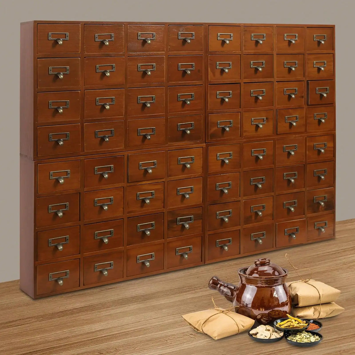 64-Drawer Vintage Apothecary Storage Cabinet