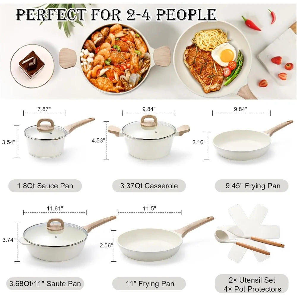 14-Piece Nonstick Granite Induction Cookware Set with Frying Pans