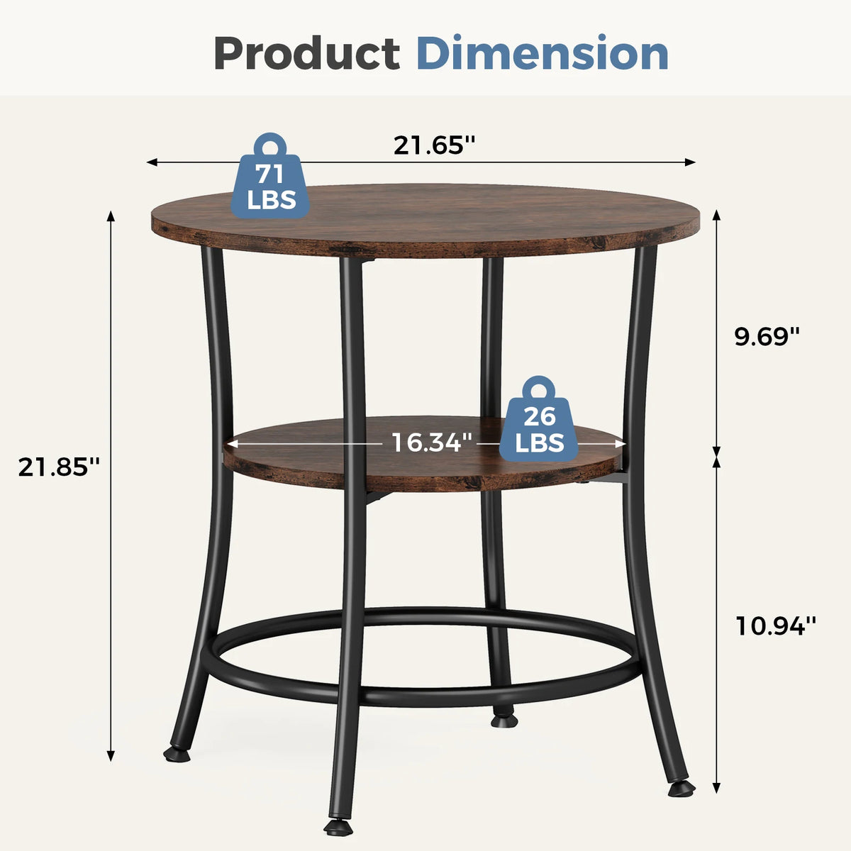2-Tier Round Side Table