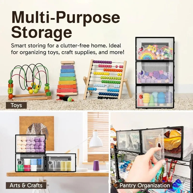 12-Pack Stackable Clear Plastic Shoe Storage Boxes