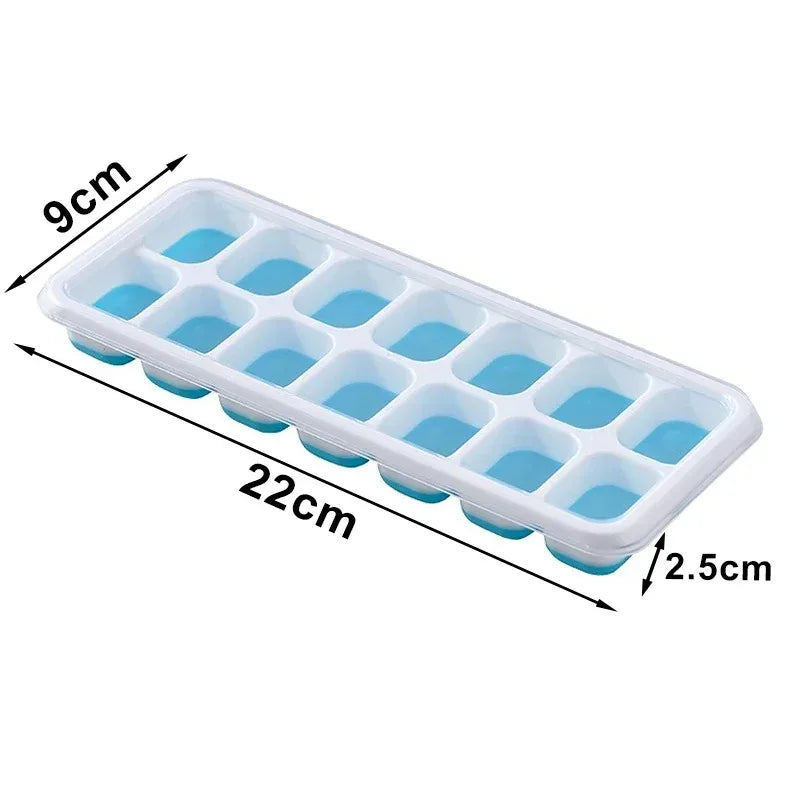 14-Cube Silicone Ice Cube Tray with Lid