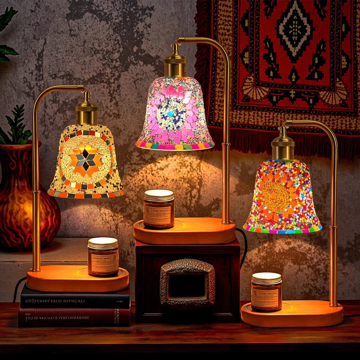Bohemian Style Hand-Colored Glass Bedside Lamp – 3 Colors