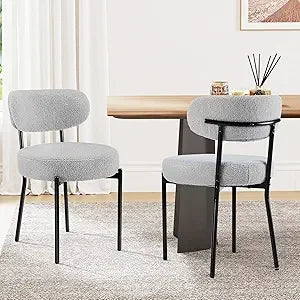 Set of 4 Boucle Upholstered Dining Chairs