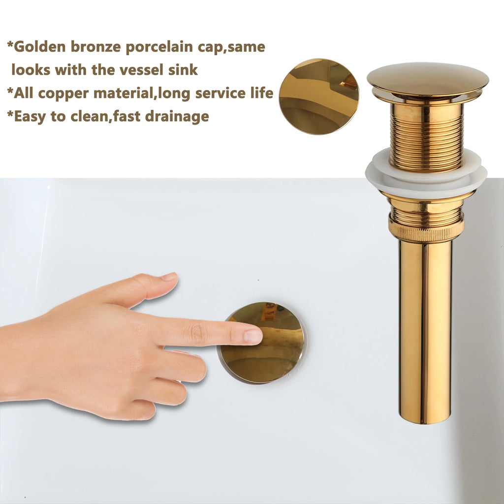 19" Gold Faucet Marbled Ceramic Countertop Sink