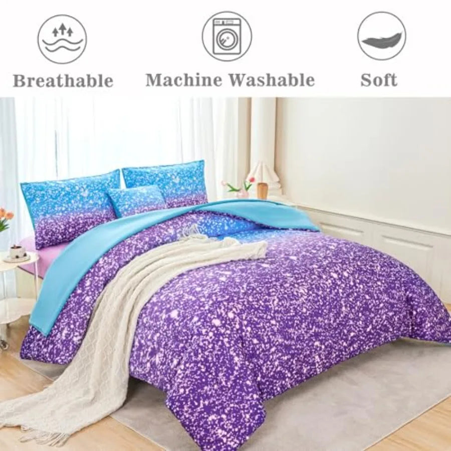 Girls 3D Colorful Galaxy Starry Bedding Set