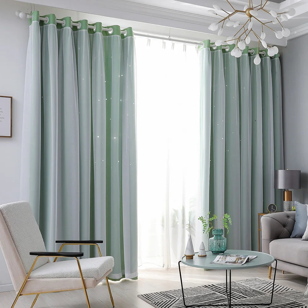 Hollow Out Star Curtain – Functional Room Darkening Drape (1 Panel, 40"x84")