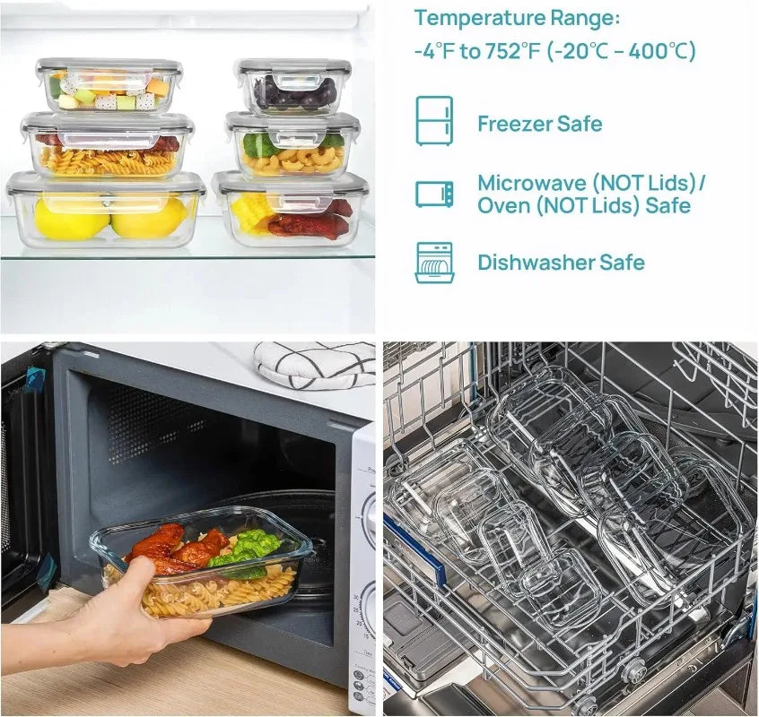 18-Pack Glass Airtight & Leakproof Food Storage Containers