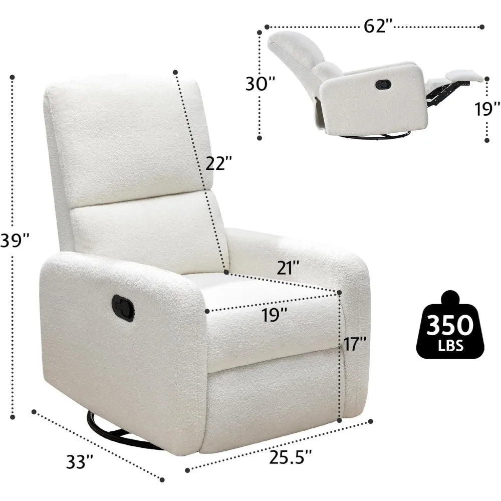 Swivel Glider Rocking Recliner with 2 Massage Points