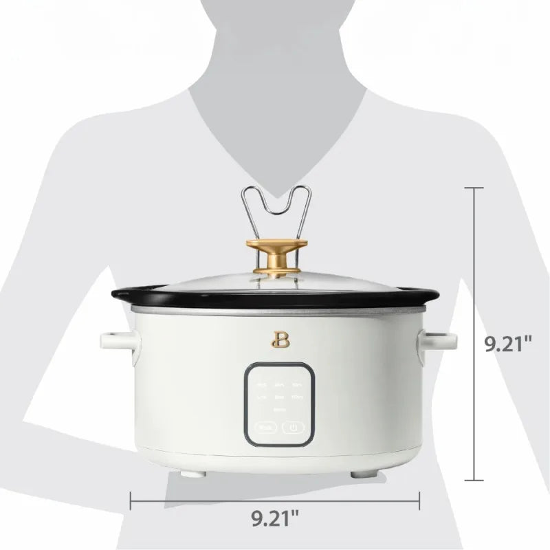 4 Qt Slow Cooker with Touch-Activated Display, White Icing