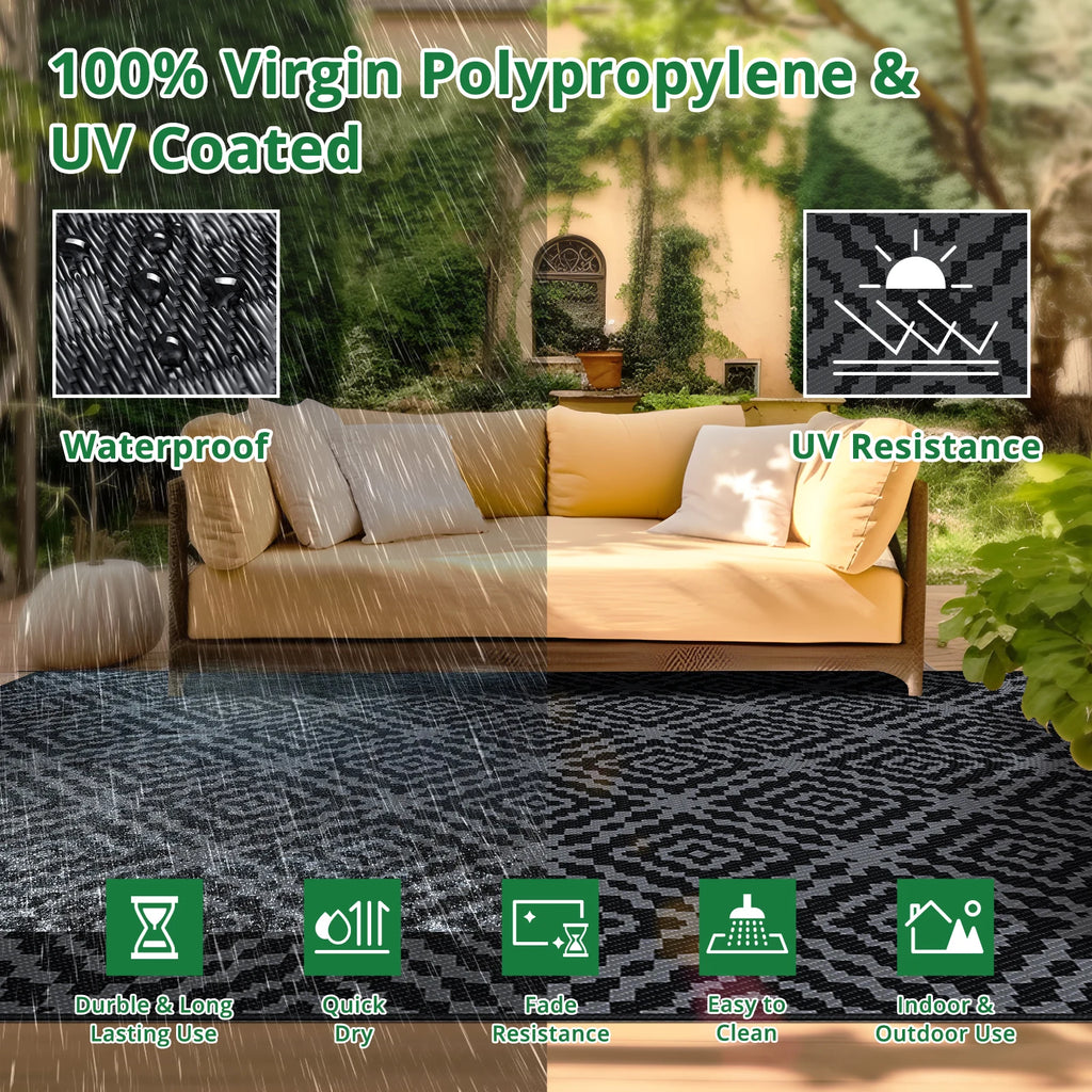 Outdoor Camping Rug 6x9FT – Waterproof, Reversible, and Built to Last