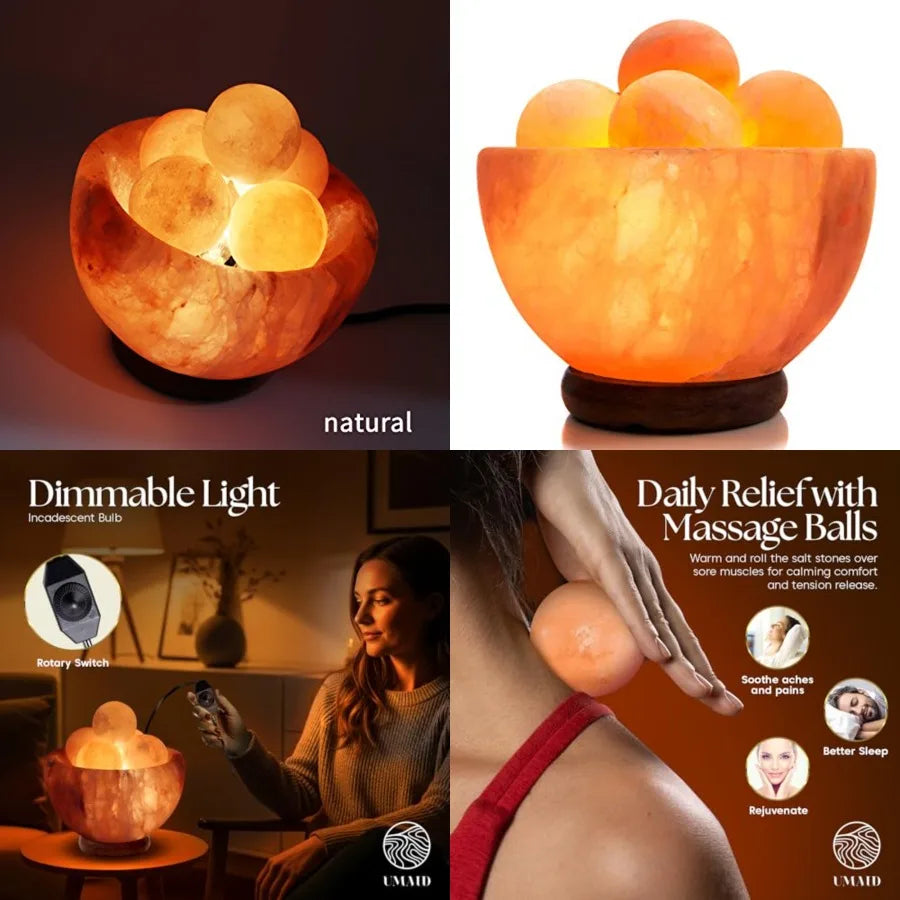 Himalayan Salt Lamp with 6 Himalayan Salt Balls
