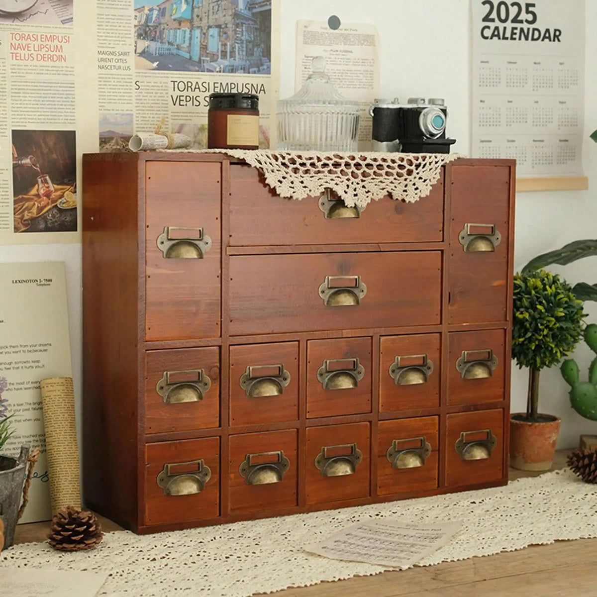 64-Drawer Vintage Apothecary Storage Cabinet